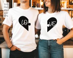 Love Jigsaw Black Couple T-Shirt