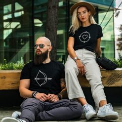 Heart And Arrow Couple T-Shirt Black